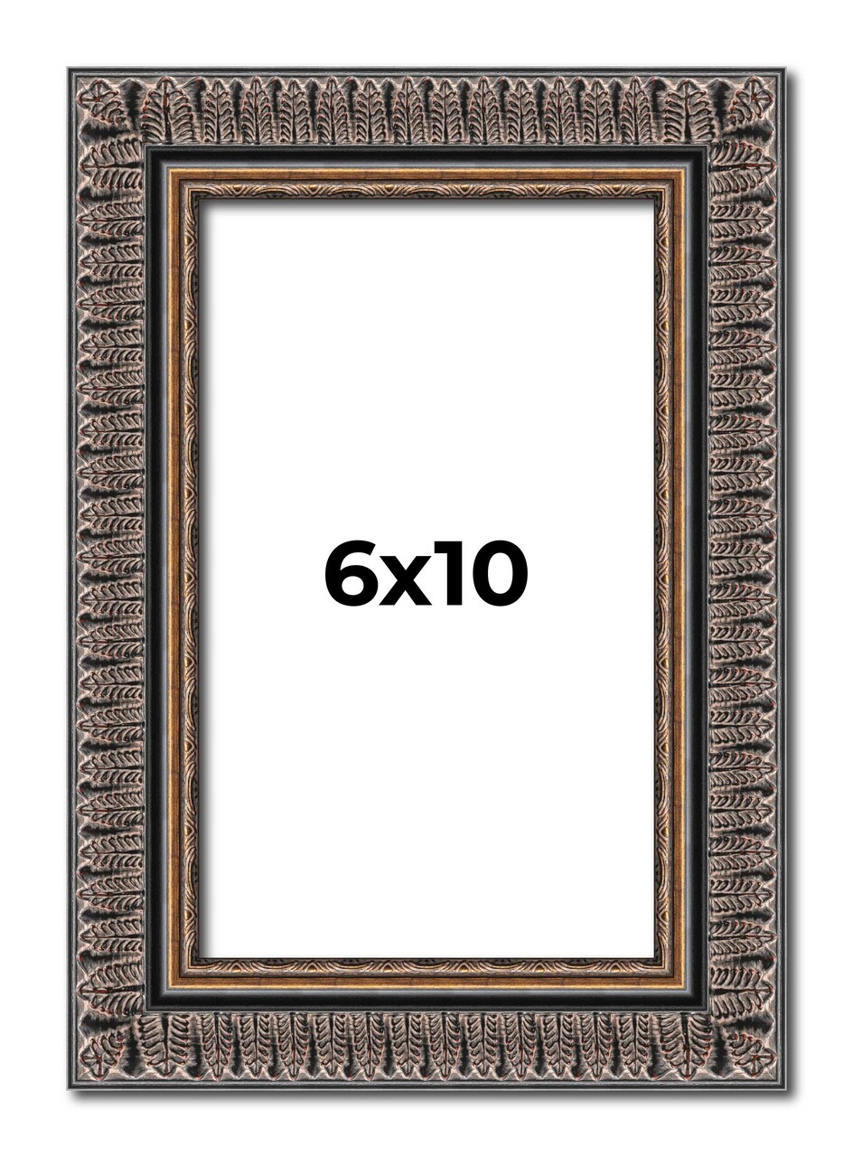 Photo Size Ornate Black Picture Frame - UV Acrylic, Foam Board Backing, Hanging Hardware